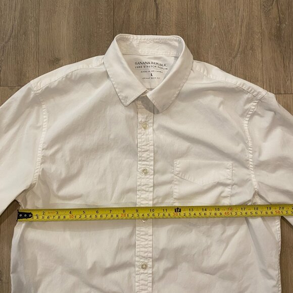 Banana Republic Luxe Stretch Poplin Shirt, Solid White (Men's L, Grant Slim Fit) - Picture 5 of 5